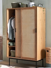 La Redoute Intérieurs Oak Waska Sliding Door & Rattan Double Wardrobe - Image 1 of 6