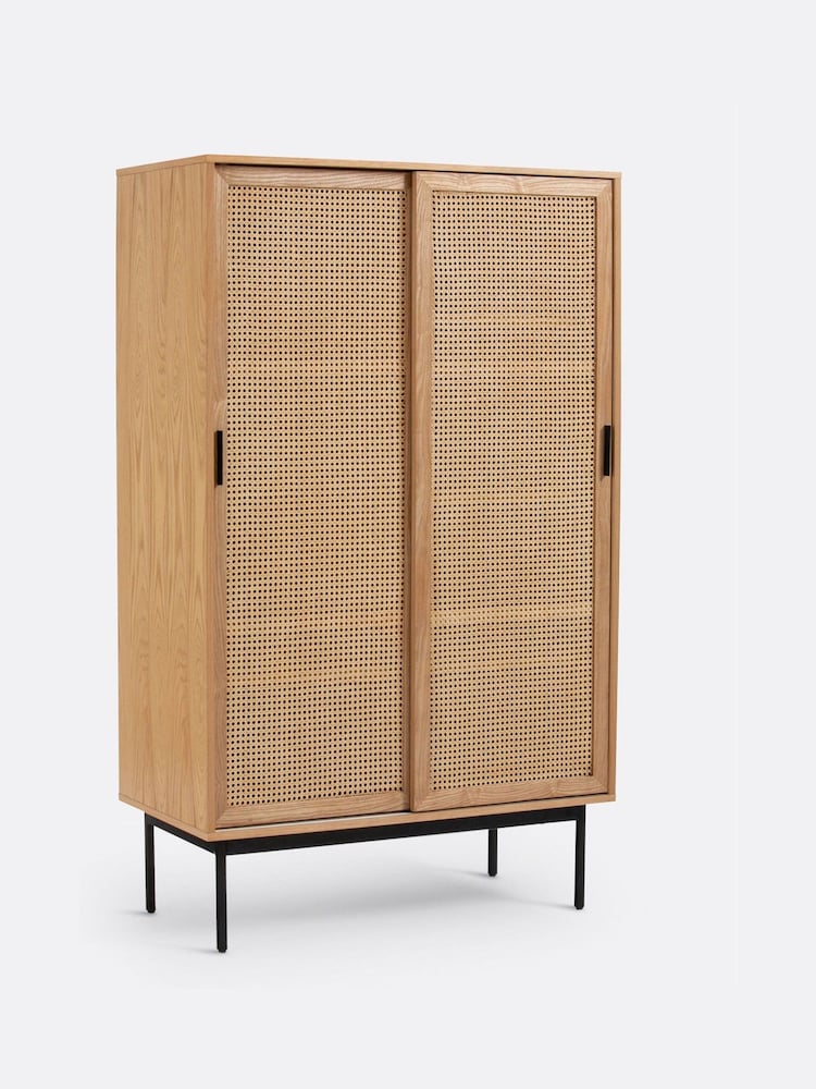 La Redoute Intérieurs Oak Waska Sliding Door & Rattan Double Wardrobe - Image 2 of 6