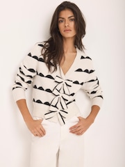 Mint Velvet White Wool Blend Bow Detail Cardigan - Image 2 of 8