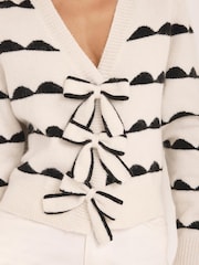 Mint Velvet White Wool Blend Bow Detail Cardigan - Image 3 of 8