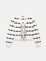 Mint Velvet White Wool Blend Bow Detail Cardigan - Image 7 of 8