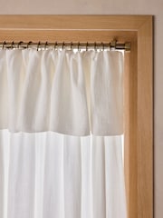 White Cotton Muslin Ruffle Top Fold Over Lined Curtain - Image 5 of 6