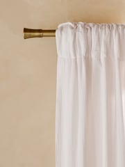 White Cotton Muslin Ruffle Top Fold Over Lined Curtain - Image 7 of 7