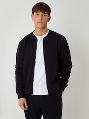 Threadbare Black Zip Through Sweat Bomber Jacket - Image 2 of 7