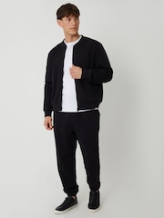 Threadbare Black Zip Through Sweat Bomber Jacket - Image 4 of 7