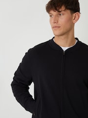 Threadbare Black Zip Through Sweat Bomber Jacket - Image 5 of 7