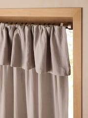 Mink Natural Cotton Muslin Ruffle Top Fold Over Lined Curtain - Image 5 of 7