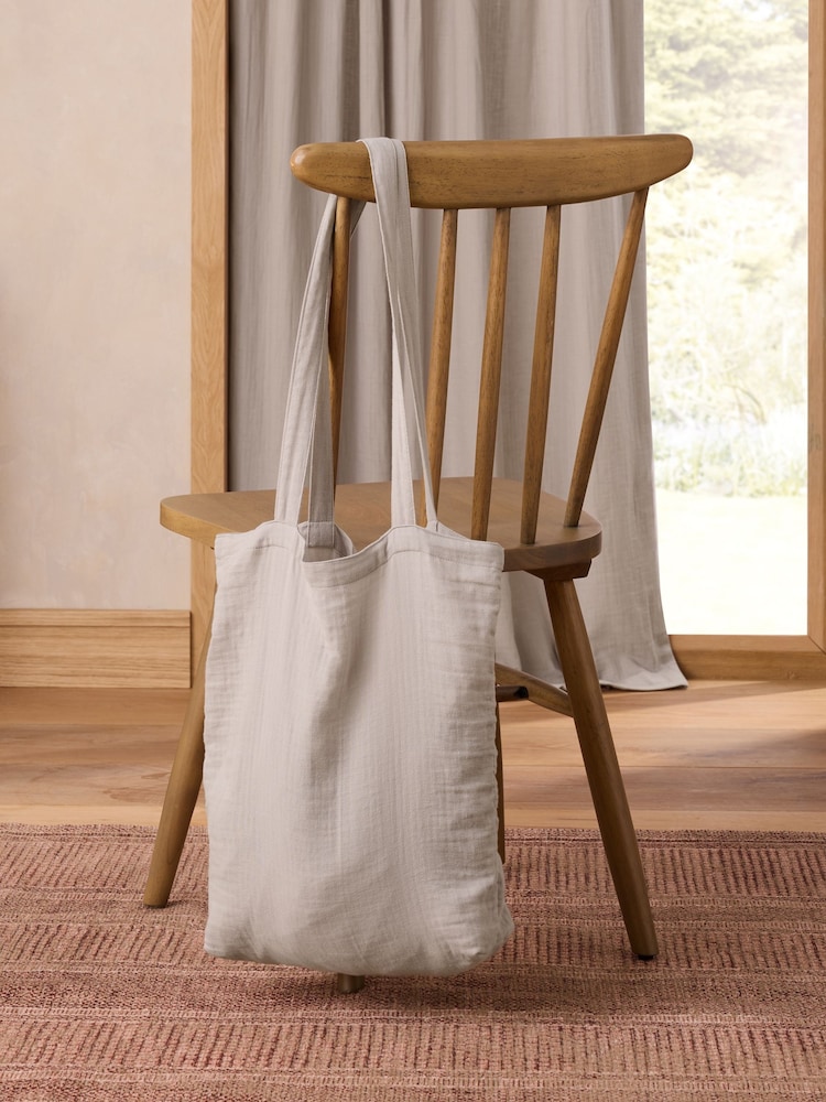 Mink Natural Cotton Muslin Ruffle Top Fold Over Lined Curtain - Image 7 of 7 Mink Natural Cotton Muslin Ruffle Top Fold Over Lined Curtain - Image 7 of 7