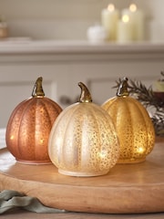Lights4fun Multi Set of 3 Autumnal Glass Pumpkins - Image 1 of 9