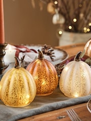 Lights4fun Multi Set of 3 Autumnal Glass Pumpkins - Image 3 of 9