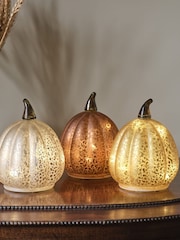 Lights4fun Multi Set of 3 Autumnal Glass Pumpkins - Image 5 of 9