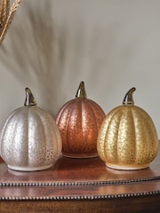 Lights4fun Multi Set of 3 Autumnal Glass Pumpkins - Image 6 of 9