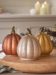 Lights4fun Multi Set of 3 Autumnal Glass Pumpkins - Image 7 of 9