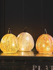 Lights4fun Multi Set of 3 Autumnal Glass Pumpkins - Image 8 of 9