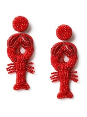 Aela Red Beaded Lobster Drop Earrings - Image 2 of 3