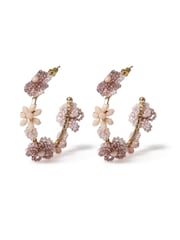 Aela Pink Large Flower Beaded Hoop Earrings - Image 1 of 3