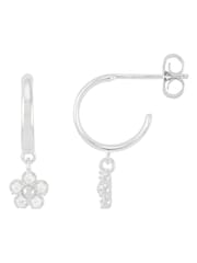 Estella Bartlett Silver Tone Flower Hoop Earrings - Image 1 of 3