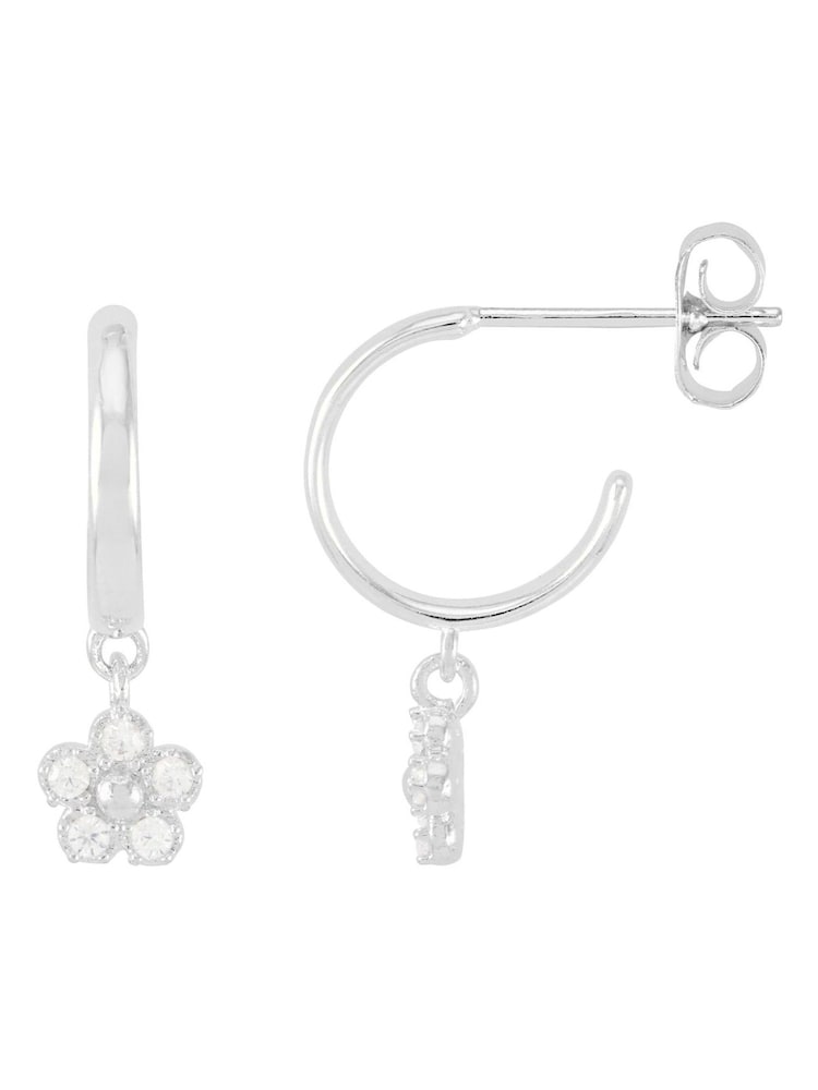 Estella Bartlett Silver Tone Flower Hoop Earrings - Image 1 of 3