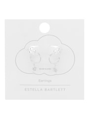 Estella Bartlett Silver Tone Flower Hoop Earrings - Image 2 of 3