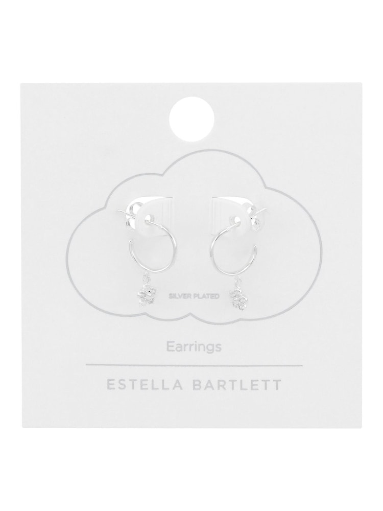 Estella Bartlett Silver Tone Flower Hoop Earrings - Image 2 of 3