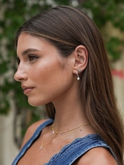 Estella Bartlett Silver Tone Flower Hoop Earrings - Image 3 of 3