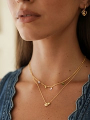 Estella Bartlett Gold Tone Double Heart Necklace - Image 1 of 4