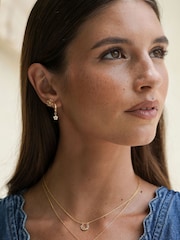 Estella Bartlett Gold Tone Flower Hoop Earrings - Image 2 of 2