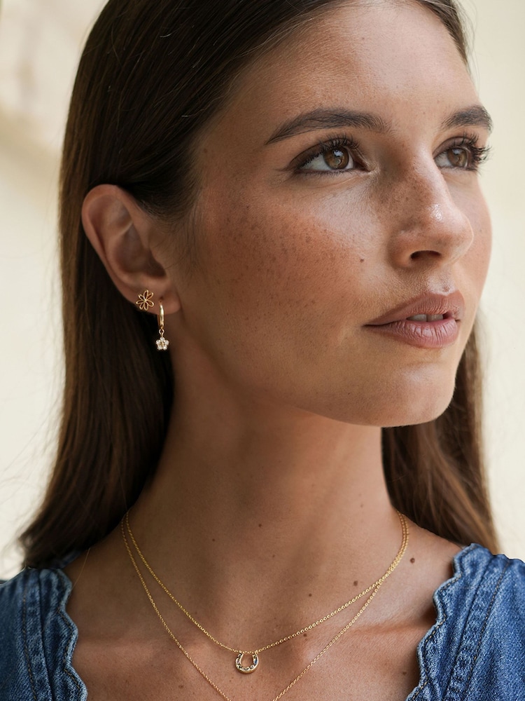 Estella Bartlett Gold Tone Flower Hoop Earrings - Image 2 of 2