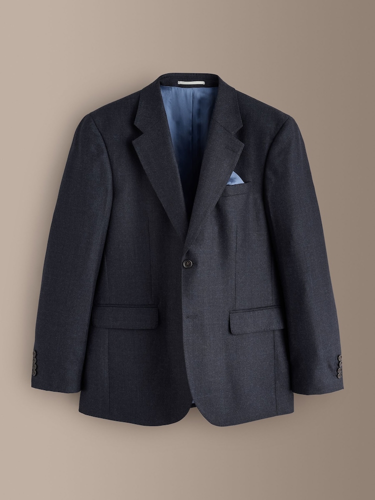 Navy Signature Tailored Fit Zignone Italian Wool Cashmere Flannel Check Suit Jacket - Image 1 of 6 Navy Signature Tailored Fit Zignone Italian Wool Cashmere Flannel Check Suit Jacket - Image 1 of 6