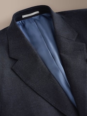 Navy Signature Tailored Fit Zignone Italian Wool Cashmere Flannel Check Suit Jacket - Image 3 of 6