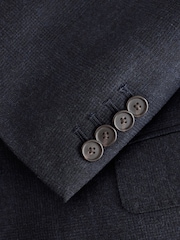 Navy Signature Tailored Fit Zignone Italian Wool Cashmere Flannel Check Suit Jacket - Image 6 of 6