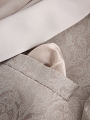Neutral Slim Fit Satin Shawl Lapel Jacquared Tuxedo Suit Jacket - Image 9 of 11