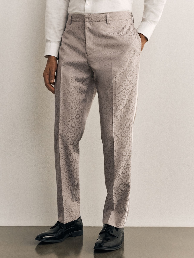 Neutral Slim Fit Jacquared Tuxedo Suit Trousers - Image 2 of 10