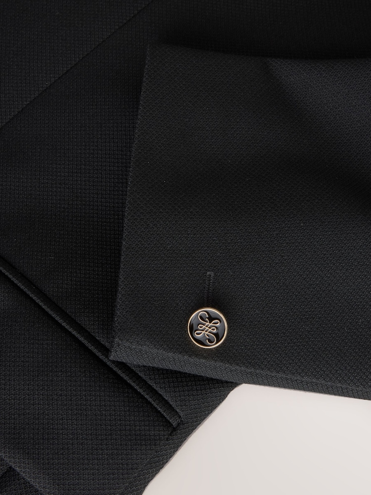 Black Slim Fit Textured Gold Detailing Suit Jacket - Image 12 of 12 Black Slim Fit Textured Gold Detailing Suit Jacket - Image 12 of 12