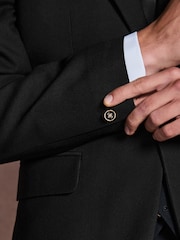 Black Slim Fit Textured Gold Detailing Suit Jacket - Image 6 of 6