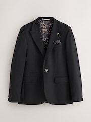 Black Slim Fit Textured Gold Detailing Suit Jacket - Image 7 of 12