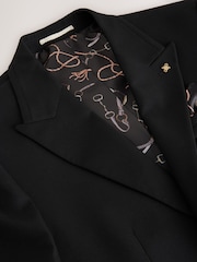 Black Slim Fit Textured Gold Detailing Suit Jacket - Image 9 of 12