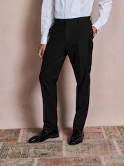 Black Slim Fit Textured Side Insert Suit Trousers - Image 1 of 5