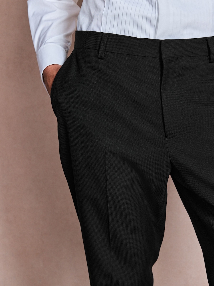 Black Slim Fit Textured Side Insert Suit Trousers - Image 5 of 5