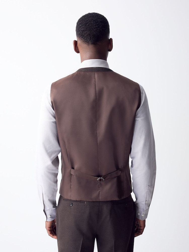 Brown Tailored Fit Flannel Suit Waistcoat - Image 2 of 6 Brown Tailored Fit Flannel Suit Waistcoat - Image 2 of 6