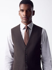 Brown Tailored Fit Flannel Suit Waistcoat - Image 3 of 6
