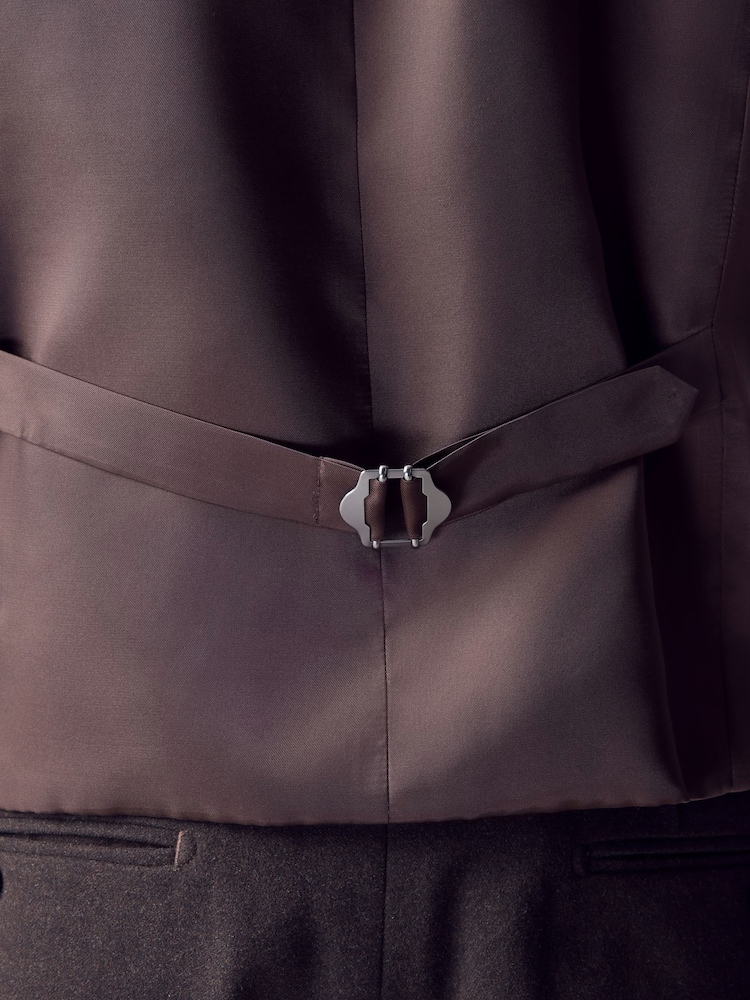 Brown Tailored Fit Flannel Suit Waistcoat - Image 6 of 6 Brown Tailored Fit Flannel Suit Waistcoat - Image 6 of 6