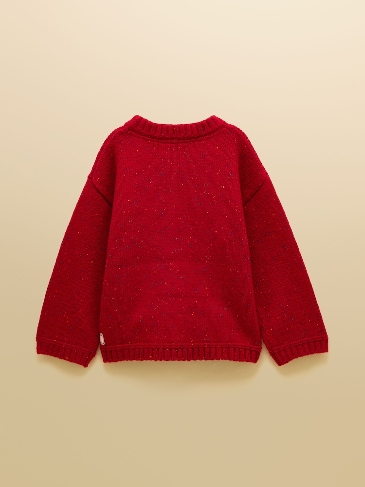Joules Kids' Fisherman Red Rib Jumper - Image 2 of 4