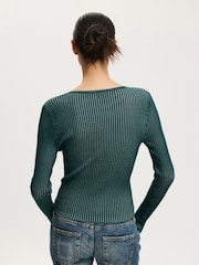Cotton On Green Two Tone Rib Keyhole Knit Top - Image 2 of 5