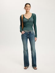 Cotton On Green Two Tone Rib Keyhole Knit Top - Image 3 of 5