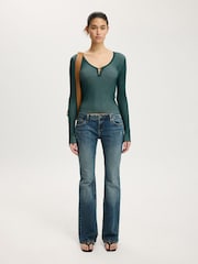 Cotton On Green Two Tone Rib Keyhole Knit Top - Image 5 of 5