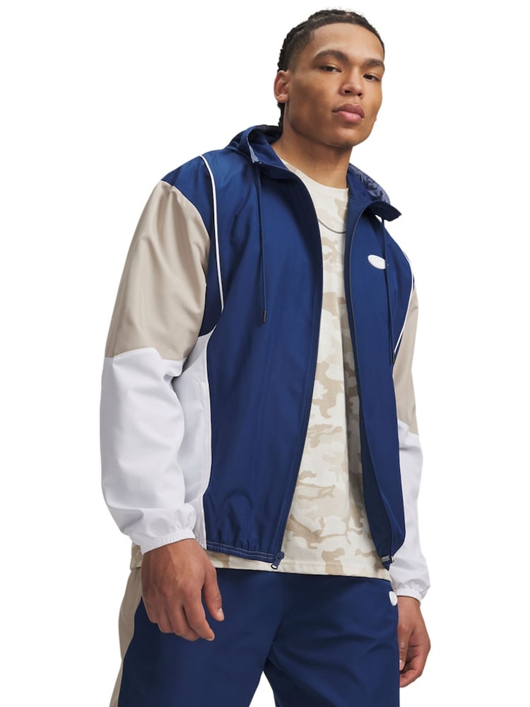 Under Armour Blue Rival Woven Colourblock Jacket - Image 1 of 3