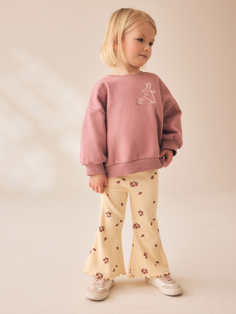 Animaux roses à motifs - Ensemble sweat-shirt et leggings évasés (3mois -7ans) - Image 2 de 9
