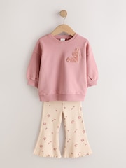 Animaux roses à motifs - Ensemble sweat-shirt et leggings évasés (3mois -7ans) - Image 5 de 9