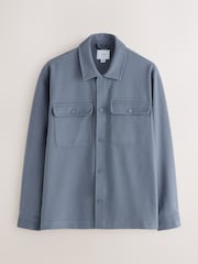 Mid-Blue Jersey Twill Popper Shacket - Image 5 of 9
